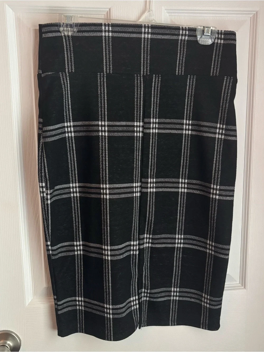 Women's XL Black and White Plaid Pencil Skirt